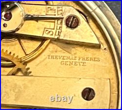 Antique Thevenaz Freres Geneve Pocket Watch Running Ticks Silver Dial Case Swiss
