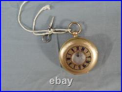 Antique Thomas Russell & Son Geneve 14kt Gold Pocket Watch Half Hunter Case