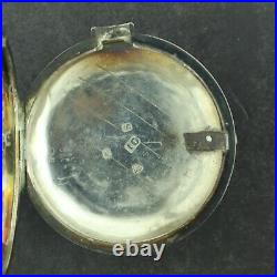 Antique Thornton London Key Wind Fusee Pocket Watch Sterling Silver Pair Case
