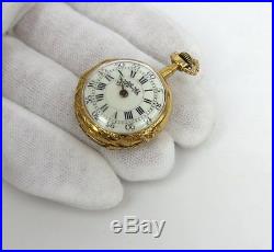 Antique Tiffany & Co Triple Signed 18K Yellow Gold Fancy Case Pocket Watch