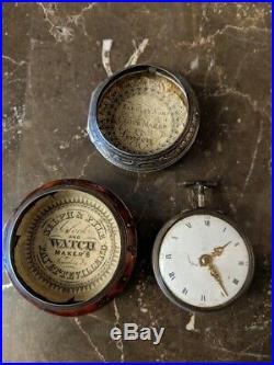 Antique Triple case Verge Fusee Repousse pocket watch