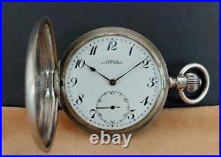 Antique ULYSSE NARDIN Sterling Silver 50mm Hunter Case Pocket Watch