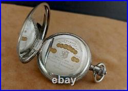 Antique ULYSSE NARDIN Sterling Silver 50mm Hunter Case Pocket Watch