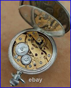 Antique ULYSSE NARDIN Sterling Silver 50mm Hunter Case Pocket Watch