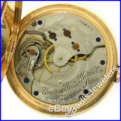 Antique U. S. Watch Co. 16s Pocket Watch Engraved 14K Gold Hunter Case ca. 1890s