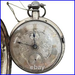 Antique Unbranded Pair Case Silver Key Wind Fusee Pocket Watch. 800 Silver