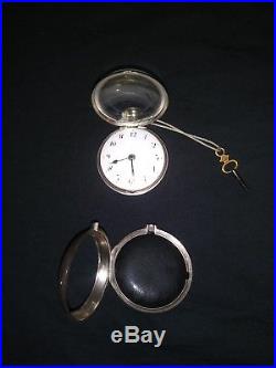Antique Verge Fusee 1700' / 1800s Silver Double Case Pocket Watch Key Wind