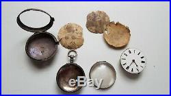 Antique Verge Fusee English Hallmarked Silver Pair Cased Pocket Watch N Giles