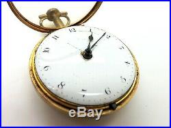Antique Verge Fusee Gilded Pair Case Pocket Watch By Jn'o Delafellix, London