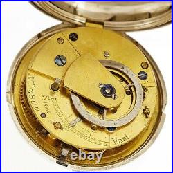 Antique Verge Fusee Keywind Pocket Watch Ca1850s Sterling Silver Hunter Case