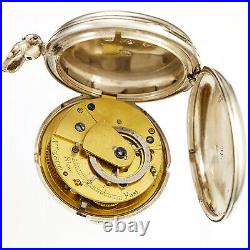 Antique Verge Fusee Keywind Pocket Watch Ca1850s Sterling Silver Hunter Case