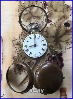 Antique Verge Fusee Pair Cased Pocket Watch Tho. Bowles Norwich 1760's Working