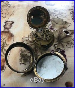 Antique Verge Fusee Pair Cased Pocket Watch Tho. Bowles Norwich 1760's Working