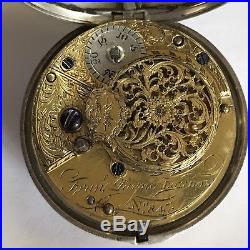 Antique Verge Solid Silver Pair Case Pocket Watch Frances Payne London 1791