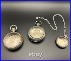 Antique Victorian Pocket Watch Case Lot Illinois Nickel Silver Fahys 1884