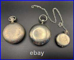 Antique Victorian Pocket Watch Case Lot Illinois Nickel Silver Fahys 1884