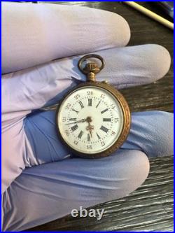Antique Victorian Pocket Watch Floral Engraved Case Roman Dial 24Hr