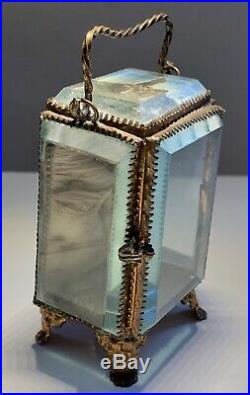 Antique Victorian Pocket Watch Holder Display Case Beveled Glass Box Grand Tour