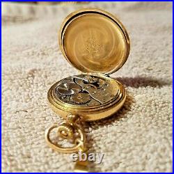 Antique Vintage Crown Pocket Watch Gold Hunting Case Runs-Winds-Ticks