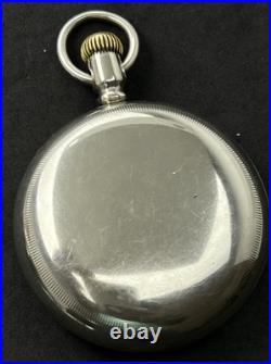 Antique WALTHAM Open Face Pocket Watch 30s (55mm) Silver Case White Ceramic Dial
