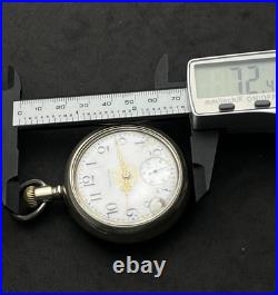 Antique WALTHAM Open Face Pocket Watch 30s (55mm) Silver Case White Ceramic Dial