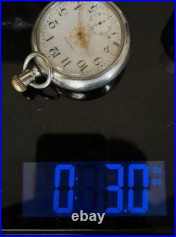 Antique WALTHAM Open Face Pocket Watch 30s (55mm) Silver Case White Ceramic Dial