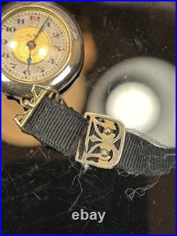 Antique WWI Swiss Trench Watch Red 12 Ruefli 10j 1 Adj Running Gold Filled Case