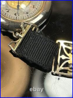 Antique WWI Swiss Trench Watch Red 12 Ruefli 10j 1 Adj Running Gold Filled Case