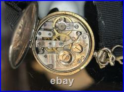 Antique WWI Swiss Trench Watch Red 12 Ruefli 10j 1 Adj Running Gold Filled Case
