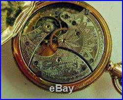 Antique Waltham 10K Tri Color Gold Diamond Set Hunting Case Pocket Watch Ladies