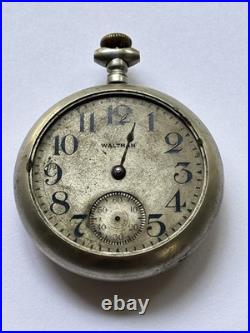 Antique Waltham 18 Size 17 Jewel Adjusted Pocket Watch Runs Silveroid Case