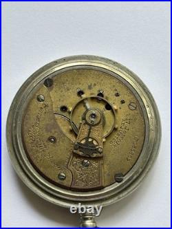 Antique Waltham 18 Size 17 Jewel Adjusted Pocket Watch Runs Silveroid Case