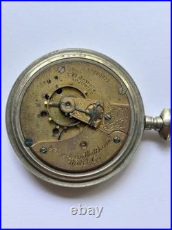 Antique Waltham 18 Size 17 Jewel Adjusted Pocket Watch Runs Silveroid Case