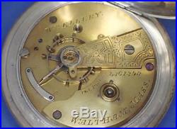 Antique Waltham 18s 11j Wm Ellery Key Wind Pocket Watch In Sterling Silver Case