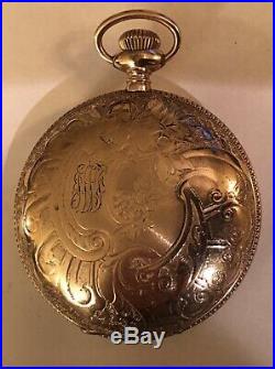 Antique Waltham 18s 17j Pw Ls Gold Filled Ornate Hunter Case Pocket Watch