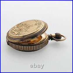 Antique Waltham 7J 8s Grade Wm. Ellery Pocket Watch 9k Solid Gold DAMAGED CASE