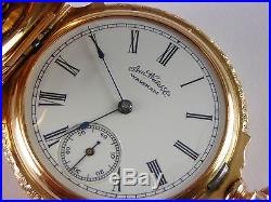 Antique Waltham Beautiful 14k solid Gold Box Hinge Hunter's case pocket watch