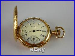 Antique Waltham Beautiful 14k solid Gold Hunter's case Liadies pocket watch 1902