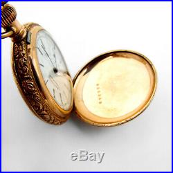 Antique Waltham Hunter Pocket Watch 14K Gold Filled Case 1886