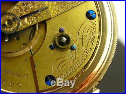 Antique Waltham Model 1857 18s key wind pocket watch. Gold filled J. Boss case