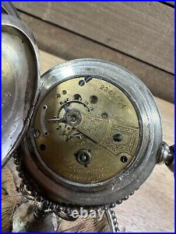 Antique Waltham Model 1877 11j Size 18s Pocket Watch With B82 Silver Case