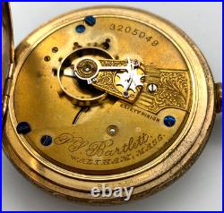 Antique Waltham P. S. Bartlett Pocket Watch 14K Gold Filled Hunter Case 1888