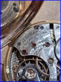 Antique Waltham Pocket Watch 17 Jewels Gold Filled Case Roman Dial