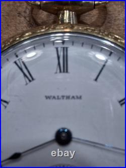 Antique Waltham Pocket Watch 17 Jewels Gold Filled Case Roman Dial