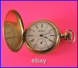 Antique Waltham Pocket Watch Gold Fill Hunter Case 7 Jewels 6 Size Ca. 1896