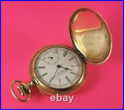 Antique Waltham Pocket Watch Gold Fill Hunter Case 7 Jewels 6 Size Ca. 1896