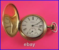 Antique Waltham Pocket Watch Gold Fill Hunter Case 7 Jewels 6 Size Ca. 1903