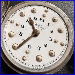 Antique Waltham USA Pocket Watch 1919 Birmingham Sterling Silver Case As Found