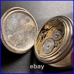 Antique Waltham USA Pocket Watch 1919 Birmingham Sterling Silver Case As Found