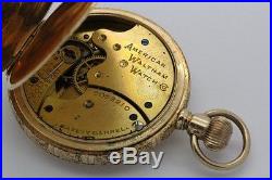Antique Waltham Watch 14k TriGold Stag Deer 40mm Full Hunter Case Pocket Watch